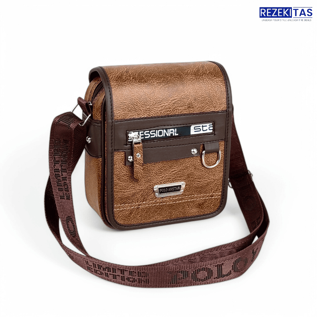 RB Tas Selempang Kulit PU Leather Original Polo Amstar Tas Pria Tas Polo Tas Kulit