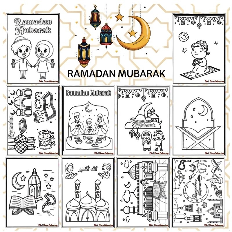 

Kertas Mewarnai Gambar Anak Tema Ramadan Mubarak / Kertas Gambar (10 Lembar Gambar)