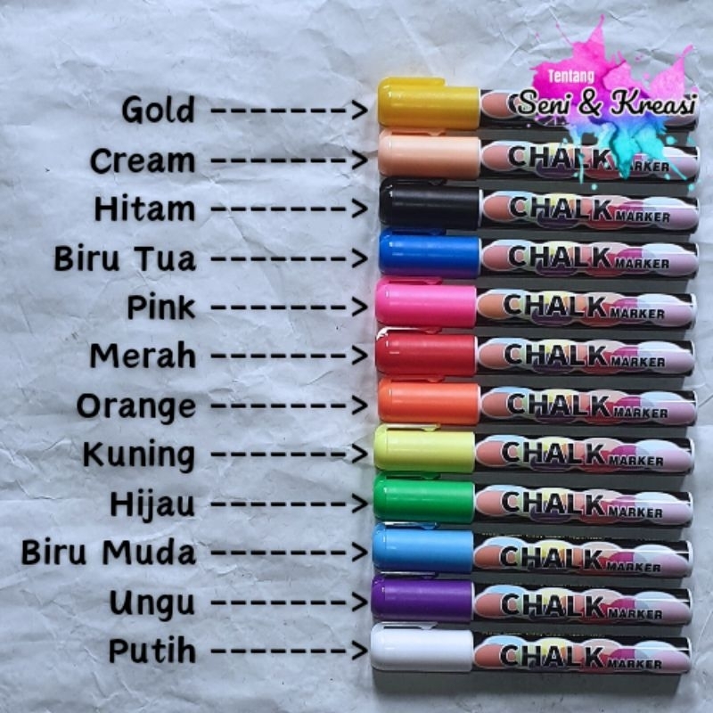 

Chalk Marker Spidol Fluo Menyala Set 12 Warna