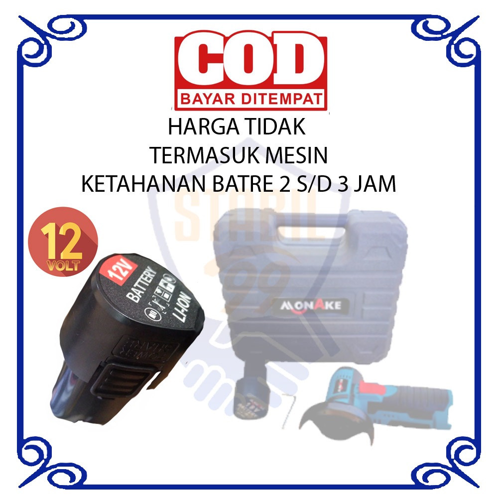 mesin gerinda cordless gerinda monake mk18V batre baterai 12volt
