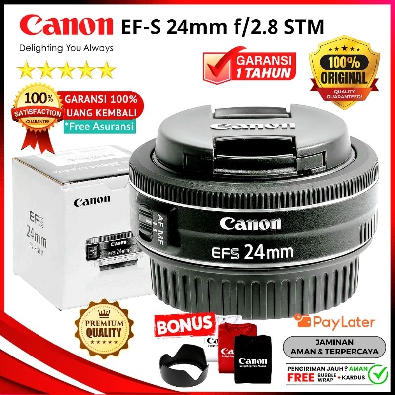 Lensa Wide Canon 24mm f/2.8 STM for Canon DSLR APSC & Full Frame - Terbaik Free Bonus Bergaransi Mul