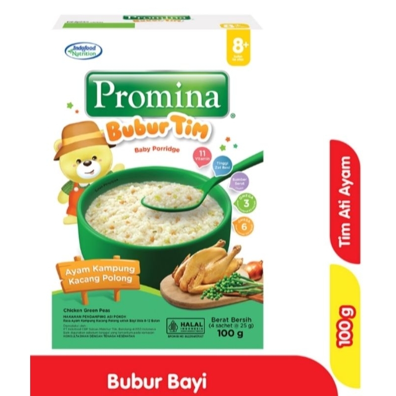 Promina Bubur Tim Ayam Kampung Kacang Polong 8+ 100 g Bubur Tim Ayam  Kampung Kacang Polong MPASI