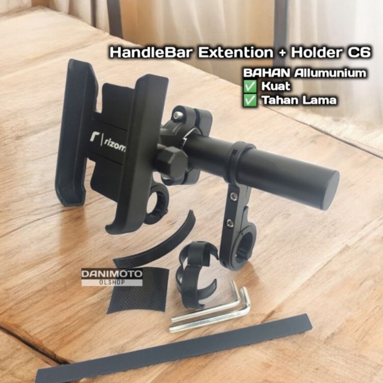 KODE E36D Holder Extender HP PAKET Stang Sepeda Motor Alumunium Logam Bracket Dudukan ADV PCX Beat S