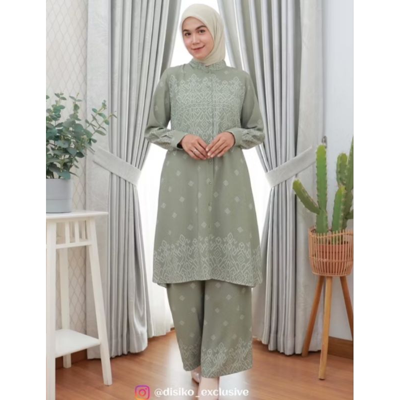 setelan celana long tunik disiko