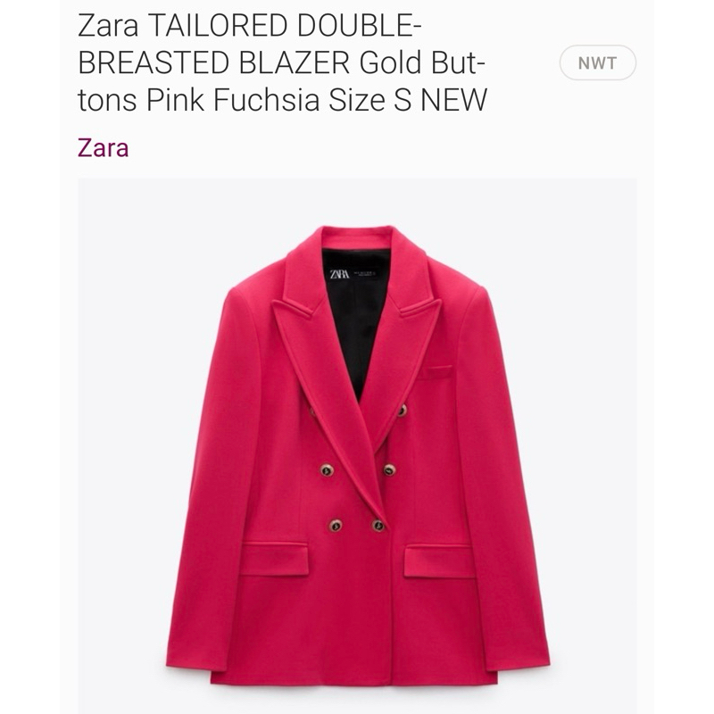 Blazer Zara Fuschia Double Breast Balmain Pink