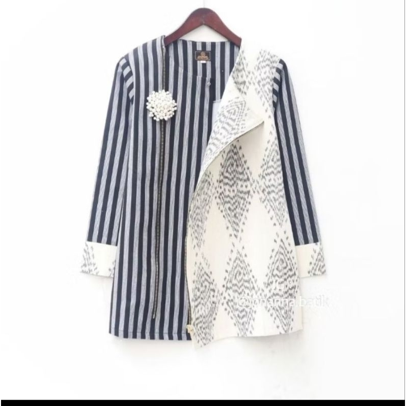 blus tenun Jepara mix lurik tenun