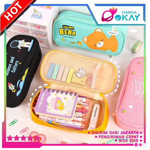 

HO Tempat Pensil Karakter Kartun Kotak Pensil Serbaguna Motif Animal Kotak Pensil Sleting Lucu Tempat Alat Tulis Perlengkapan Sekolah Kantor Double Layer Kotak Pensil Anak Perempuan Kapasitas Besar