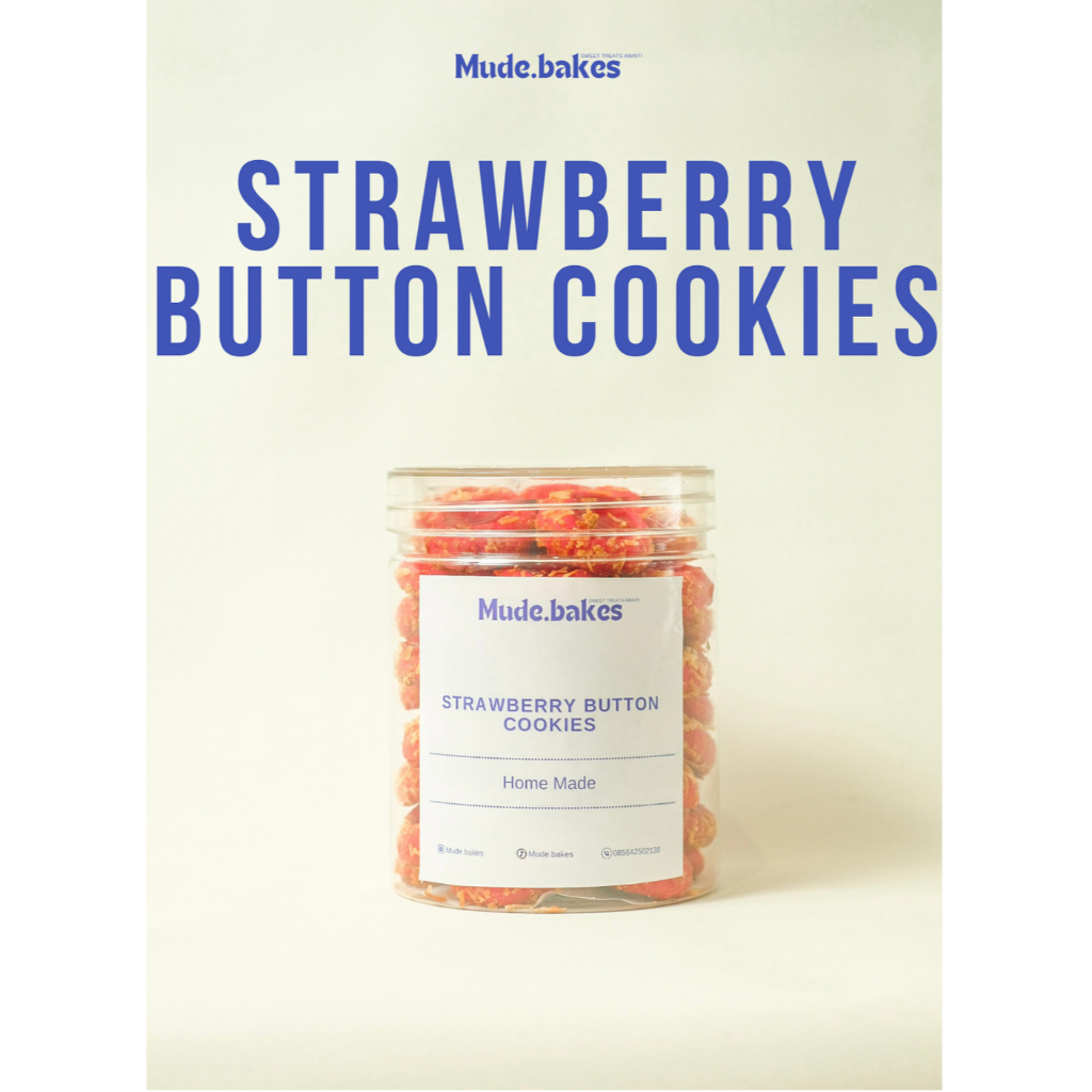 

650ML KUE KERING STRAWBERRY BUTTON COOKIES BIKIN NAGIH KUE LEBARAN