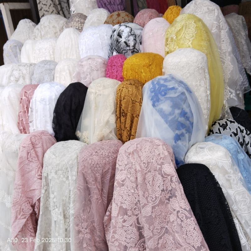 HARGA/0,5 M | BAHAN BORDIR ORGANZA / KAIN ORGANZA EMBROIDERY / BAHAN BORDIR TIMBUL / KAIN ORGANZA