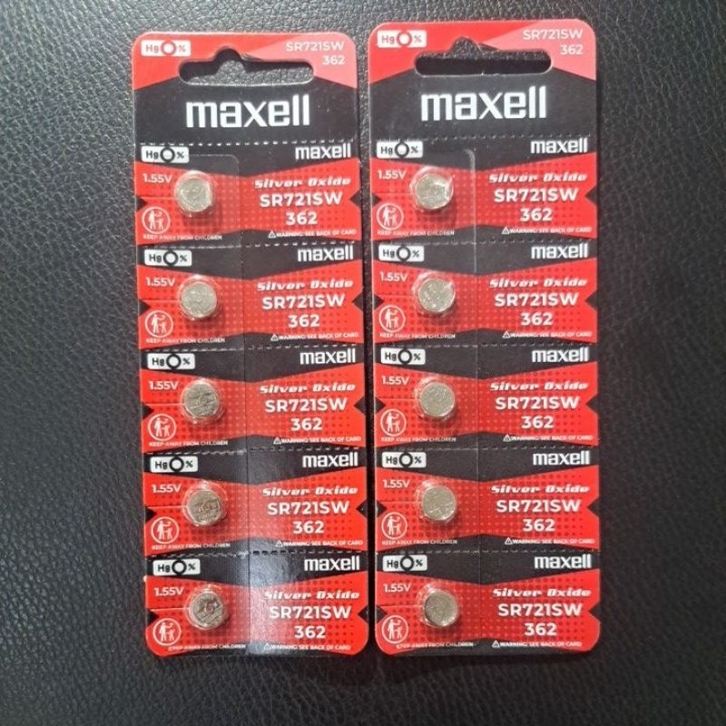 baterai maxell sr721sw 721 sr721 362 1.55volt original murah 1papan (5pcs)