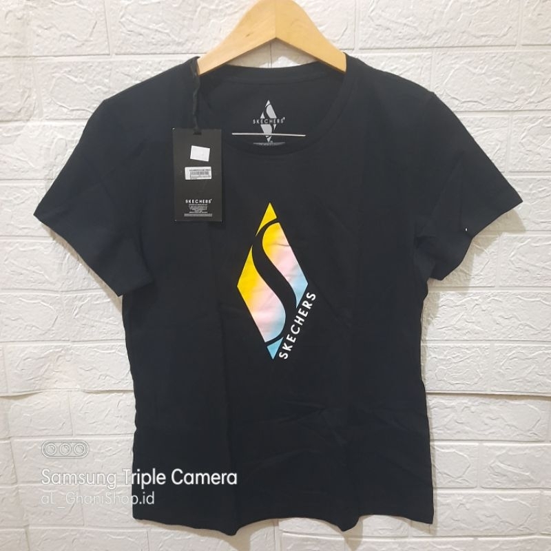 Kaos Skechers Pria Wanita Hitam Original