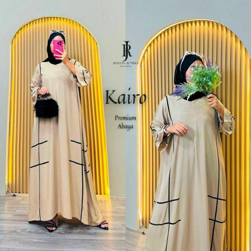 Kairo Abaya Jumbo LD 130 Rayon Premium Resleting Depan - Abaya Simple Elegan Abaya Kekinian