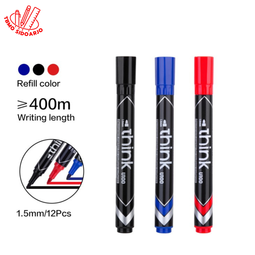 

SPIDOL PERMANEN / DELI THINK PERMANENT MARKER EU100 HITAM MERAH BIRU