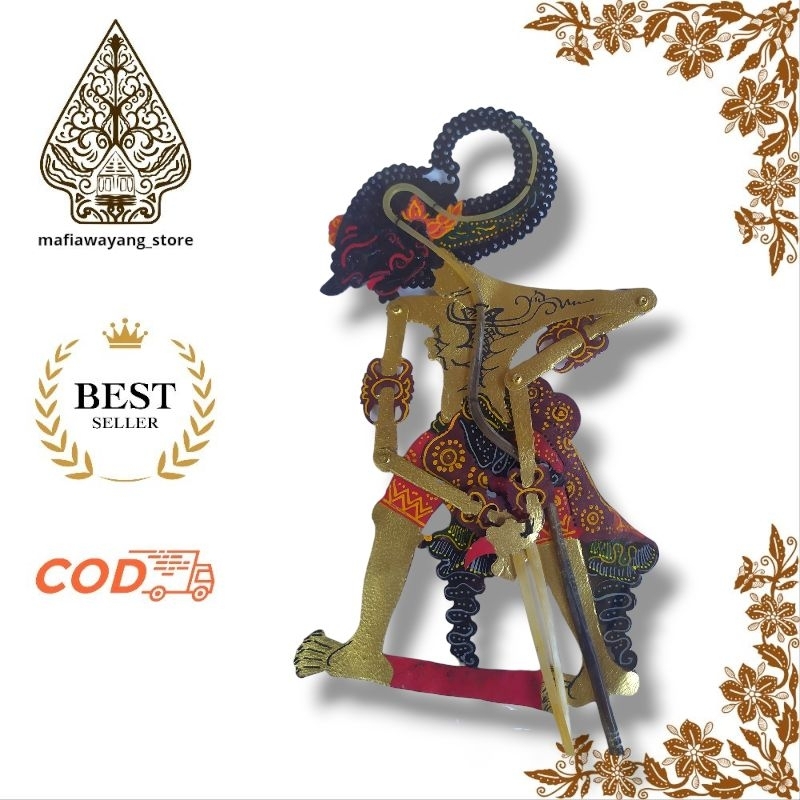 wayang kulit bima werkudara/Bimo Werkudara mini gapit tanduk halus ukuran super mini 15 - 30cm