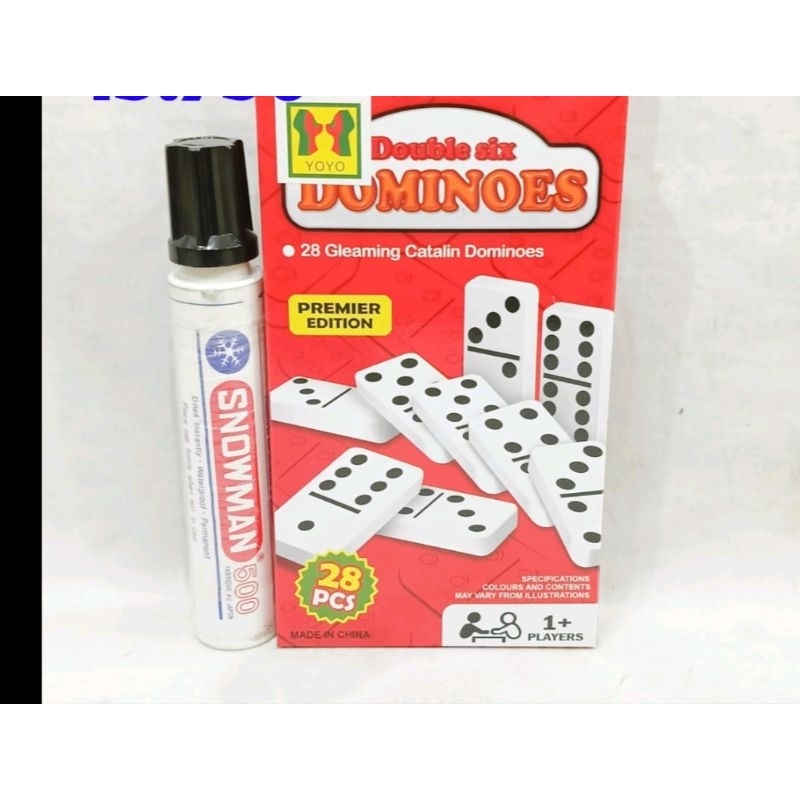3896-13 - Mainan Batu Gaple Dominoes Double Six Isi 28 Pcs Batu Gaple
