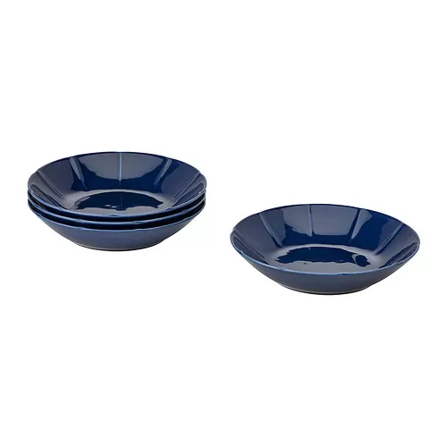 Piring keramik IKEA isi 4 pcs warna biru navy elegan simpel simple estetik aesthetic, 23 cm