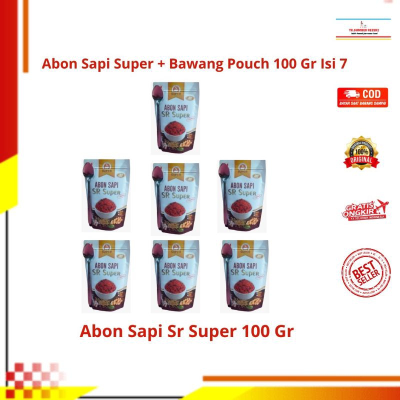 

[PAKET HEMAT ISI 7] Abon Sapi Super Sr + Bawang Pouch Free Sendok 100 Gr PROMO MURAH