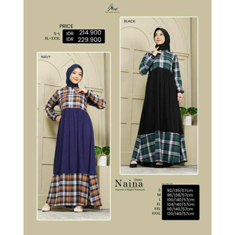 Naina Dress Ori By Arrafi/Dress Arrafi/Arrafi Terlaris/Gamis/Dress
