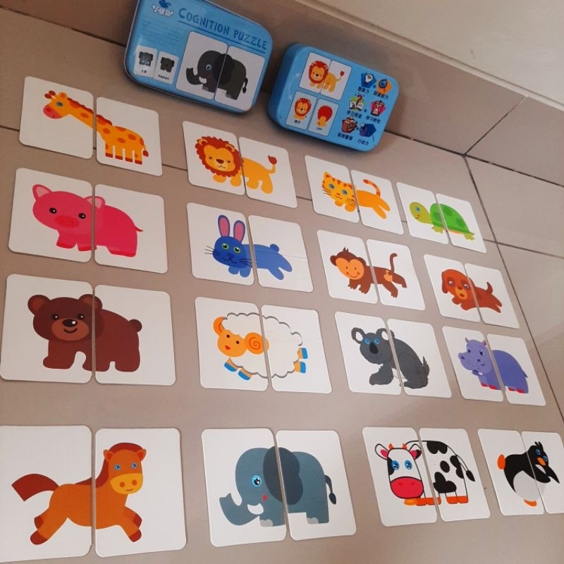 mainan edukasi puzzle menggabungkan gambar puzzle edukasi mencocokkan gambar kartu edukasi belajar m