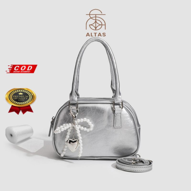 𝐀𝐋𝐓𝐀𝐒- 𝑨𝒏𝒔𝒆𝒍𝒍 Tas Selempang Wanita Bowling Leather Tas Genggam Cewek Hand Bag Tas Hp Cewek Slingbag 