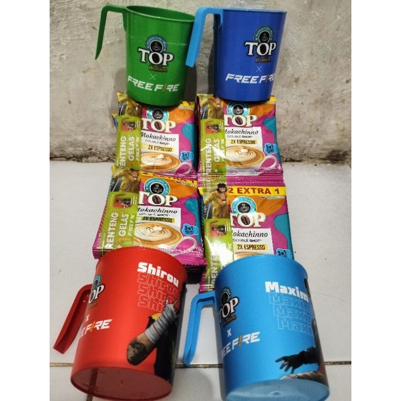 

Paket 2 renceng Top Coffe Mokachino double shot 2x EXPRESSO 15's x 22gr gratis gelas
