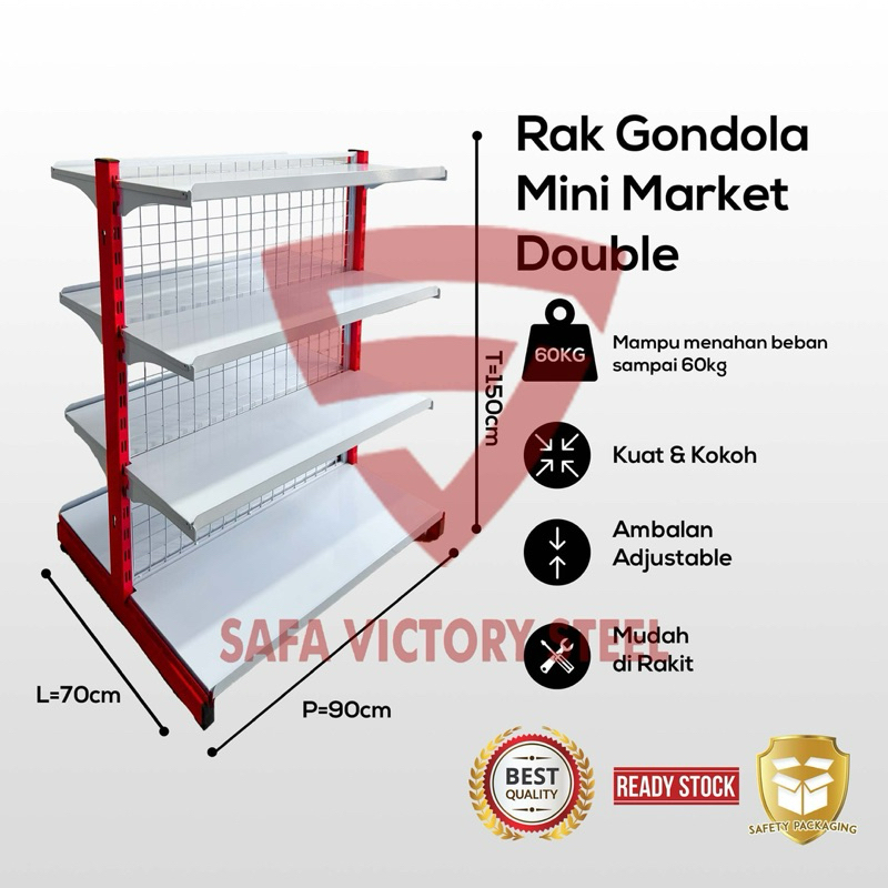 rak gondola double 4 susun