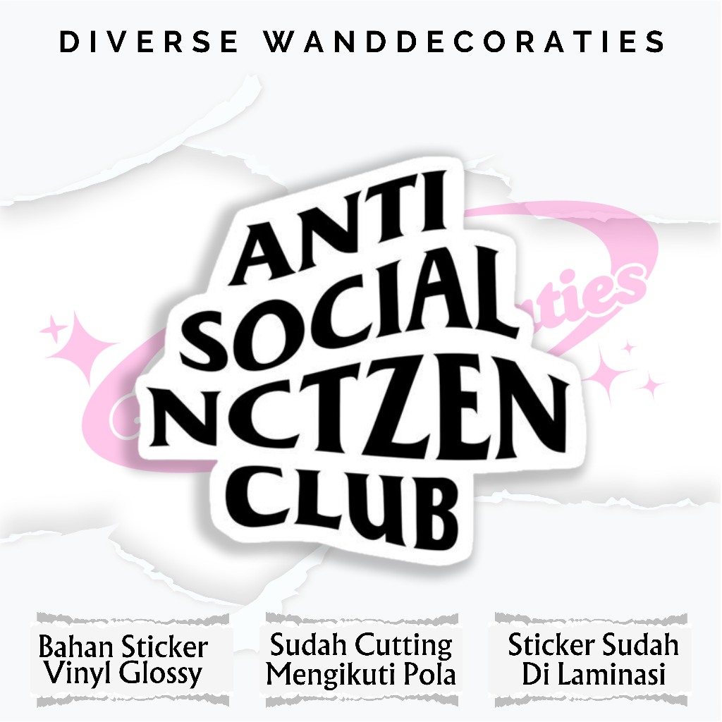 Sticker Aesthetic Anti Social Nctzen Club - Stiker Print Cut Anti Social Nctzen Club - Sticker Helm,