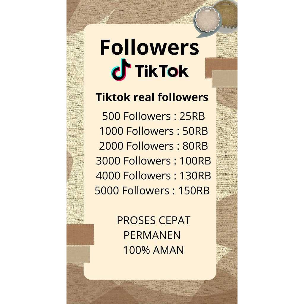 Jasa tambah followers tiktok real, 100% aman, murah dan cepat.