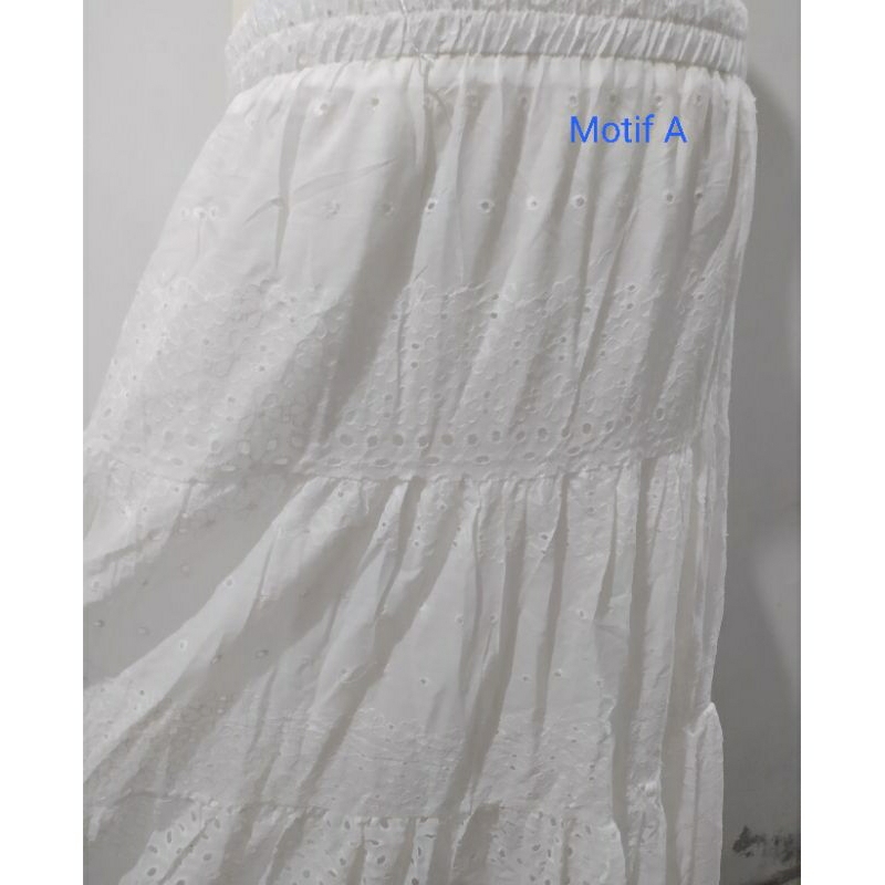 Rok katbol/ rok Embroidery/ rok bangkok/ rok bordir warna putih