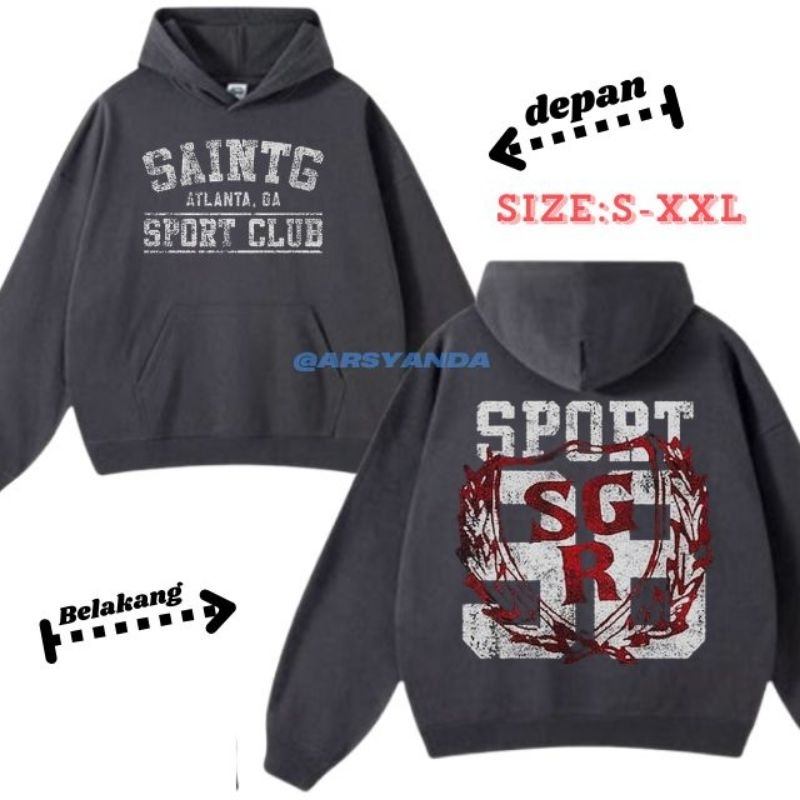 Hoodie Boxy Hitam Sport Club M-XXL