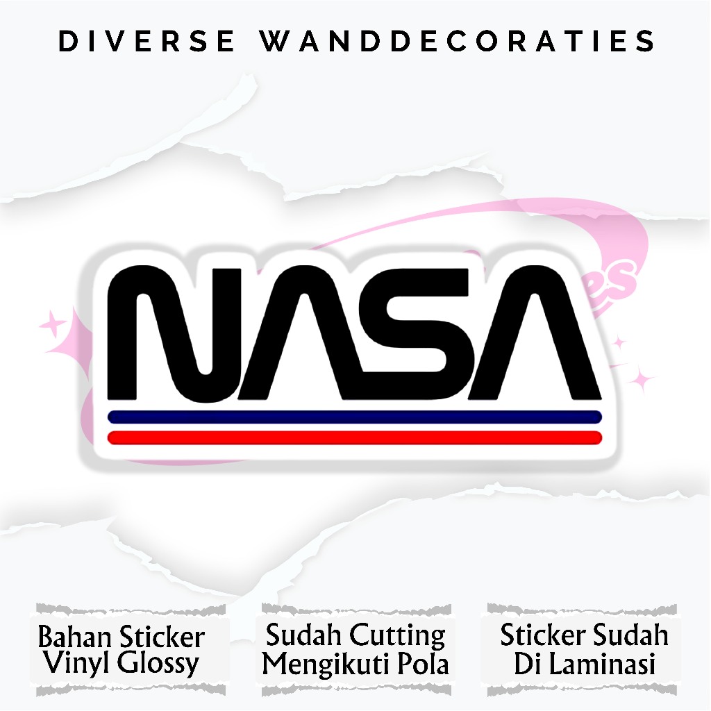 Sticker Nasa Aesthetic - Stiker Print Cut Nasa Anti Air - Sticker Helm, Motor, Mobil, Jendela, Pintu