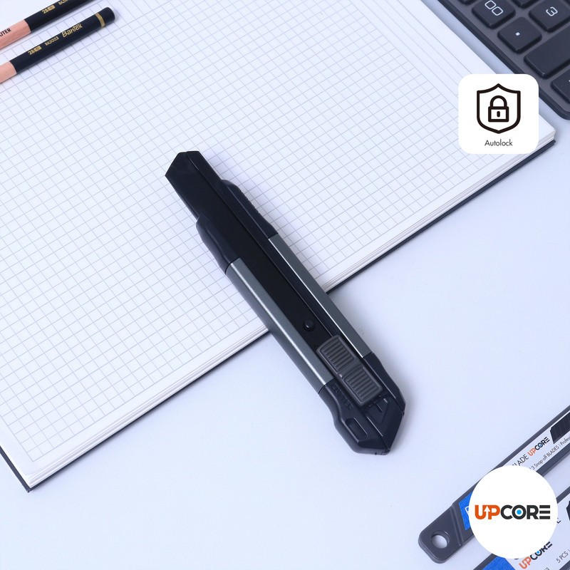 

[Stationery Spectrum] Bantex Cutter Besar Premium Body Aluminium / Pemotong Kertas Pisau Baja Warna Hitam AutoLock BD5162