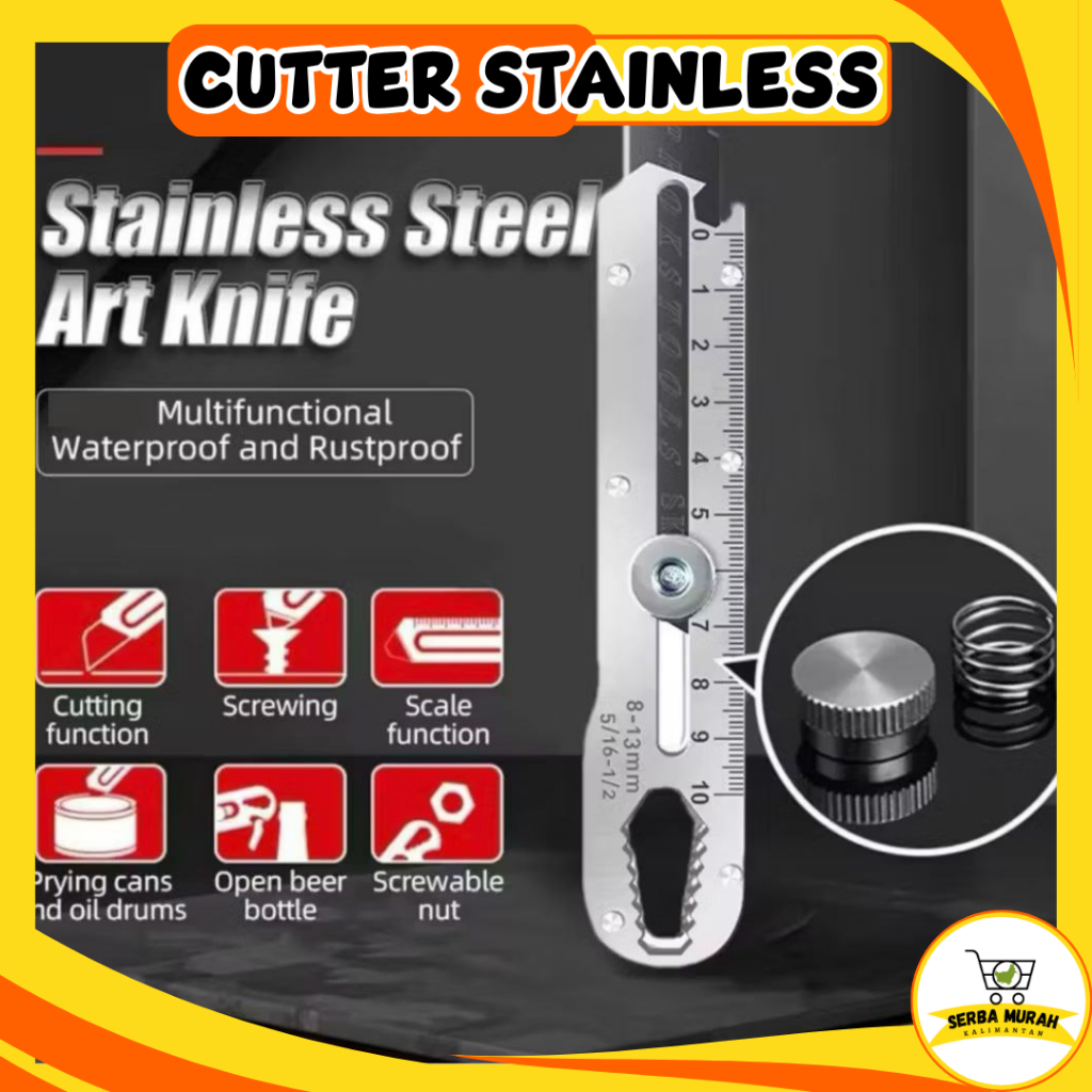 

PISAU CUTTER STAINTLESS | CUTTER 9 IN 1 | ALAT PEMOTONG KERTAS | SLIDING KNIFE CUTTING TOOL | CUTTER MULTIFUNGSI |