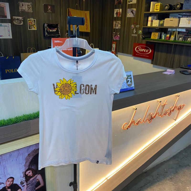 Kaos VOLCOM Ladies ORIGINAL Tshirt Atasan Wanita - GCT SUN Putih