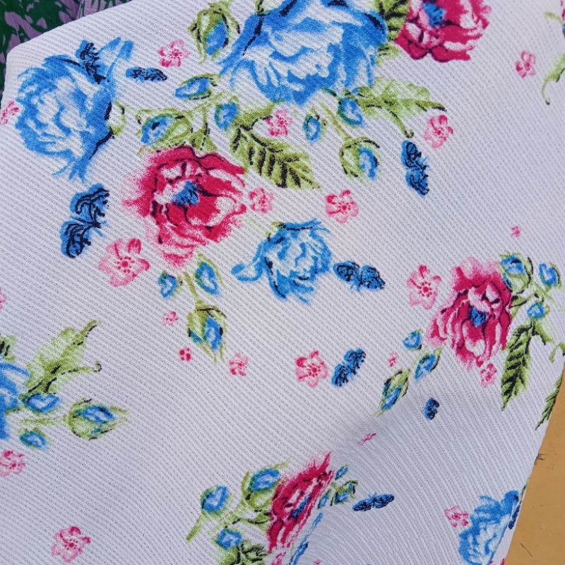 Kain Crinkle Motif Bunga Import - Kain Crepe Luxury - Kain Zara Crepe - Kain Zara Cringkel - Kain Me