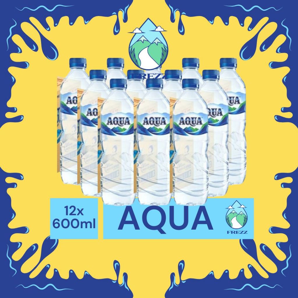 

(INSTANT) AQUA 600ml PAKET 12 Pcs Per PACKS - READY Air Kemasan Botol, GALON, GELAS, 330 ML, 600, 1500ML Minuman Kardus