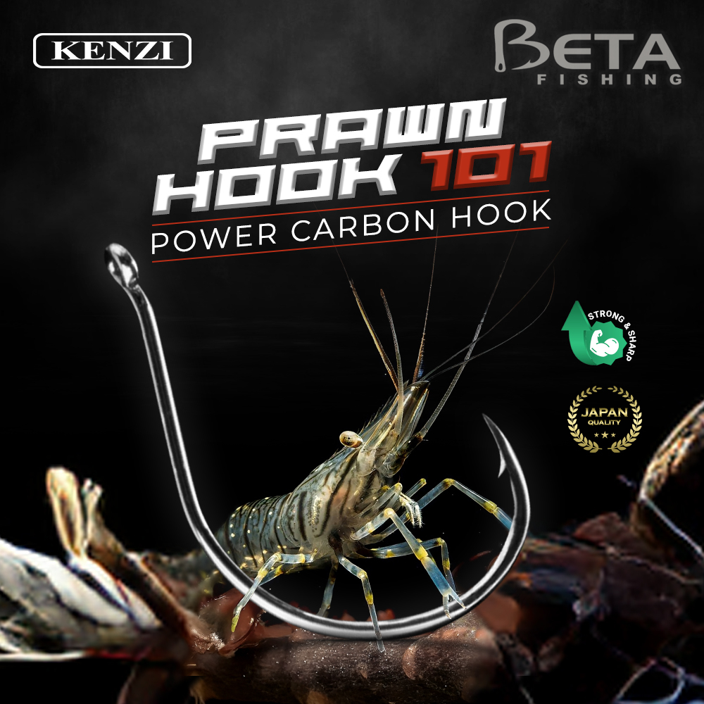 MATA KAIL KENZI PRAWN HOOK 101 Power Carbon Hook Mata Kail Udang Galah - Mata Kail Licin dan Tajam