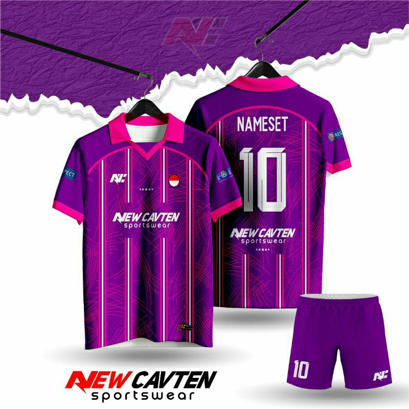 Jersey Bola Futsal Retro Ungu Keren Full Printing