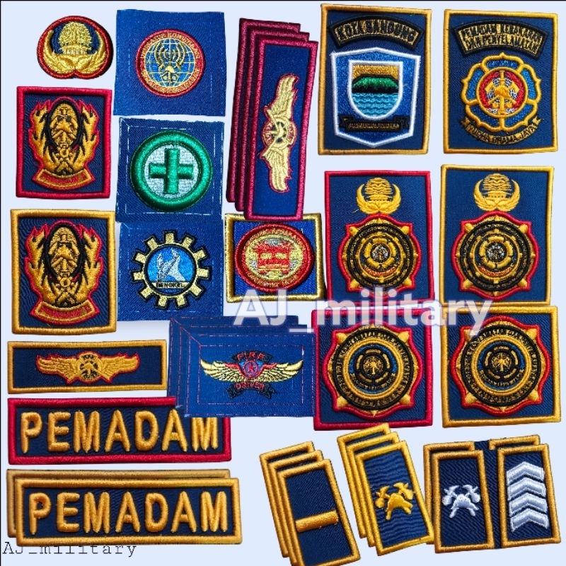 ATRIBUT LOGO DAMKAR PEMADAM KEBAKARAN BORDIR TIMBUL 3D BAHAN DASAR KAIN LUSTER