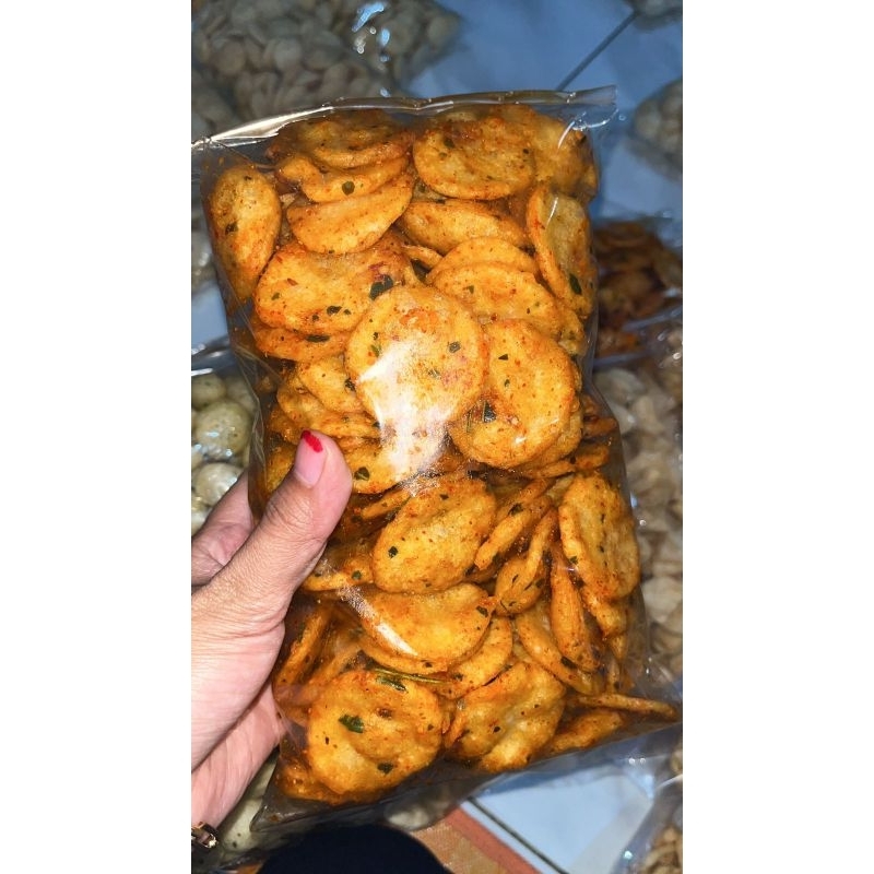 

COMRING MINI PEDAS DAUN JERUK GURIH RENYAH CEMILAN KILOAN