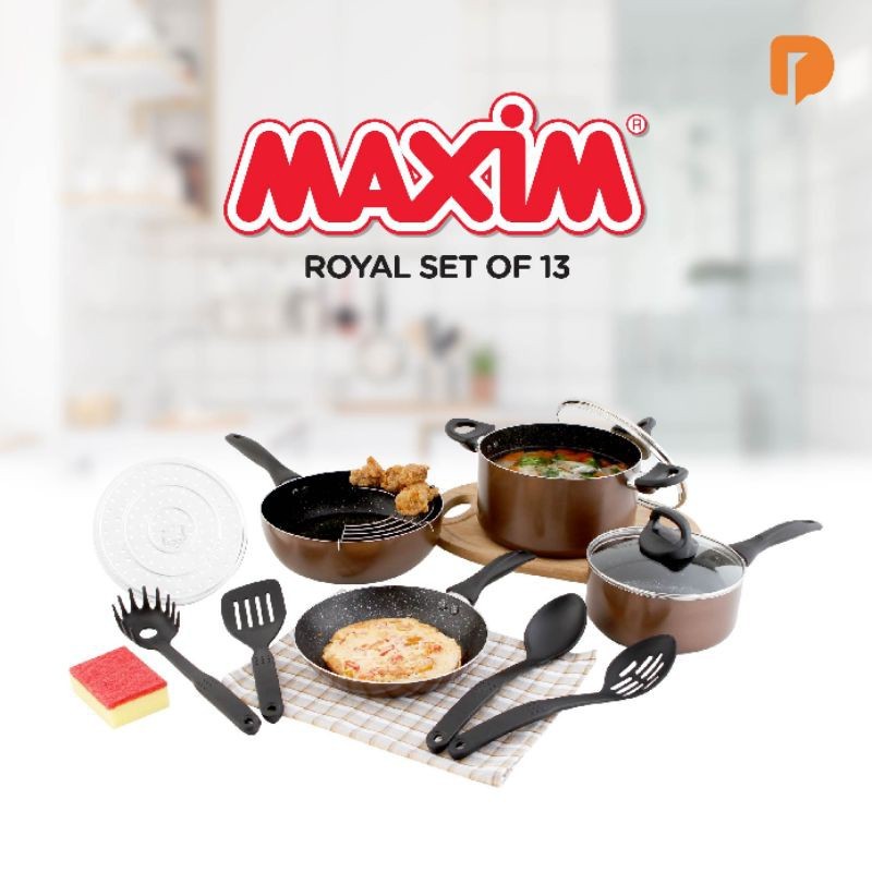 Maxim Royal Set Of 13 Pcs | Panci Cookware set Anti Lengket | Paket Panci Lengkap