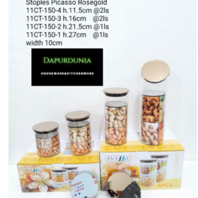 toples kaca picasso vacuum ( tutup rosegold / tutup stainless )