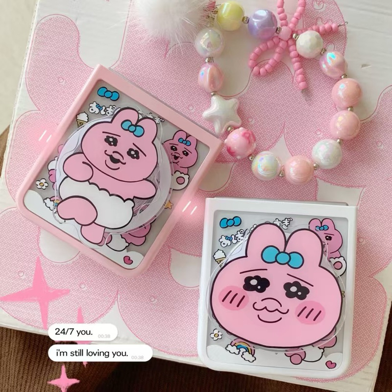 New Wide Frame Case Samsung Zflip7 7FE Magsafe Baby Cute With Magnetic Popsocket Griptok Chain Tali 