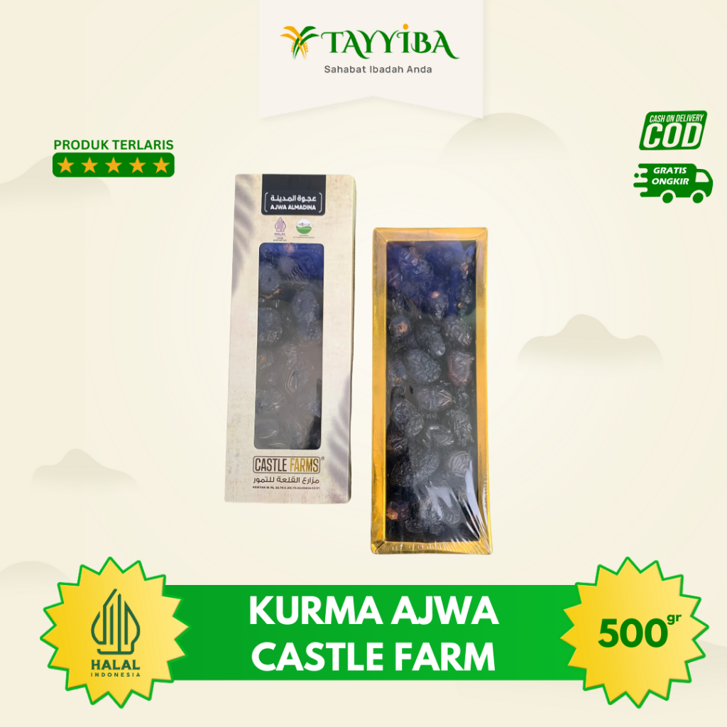 

Kurma Ajwa Castle Farms 500gr | Asli 100% Original | kemasan praktis | Kurma Nabi