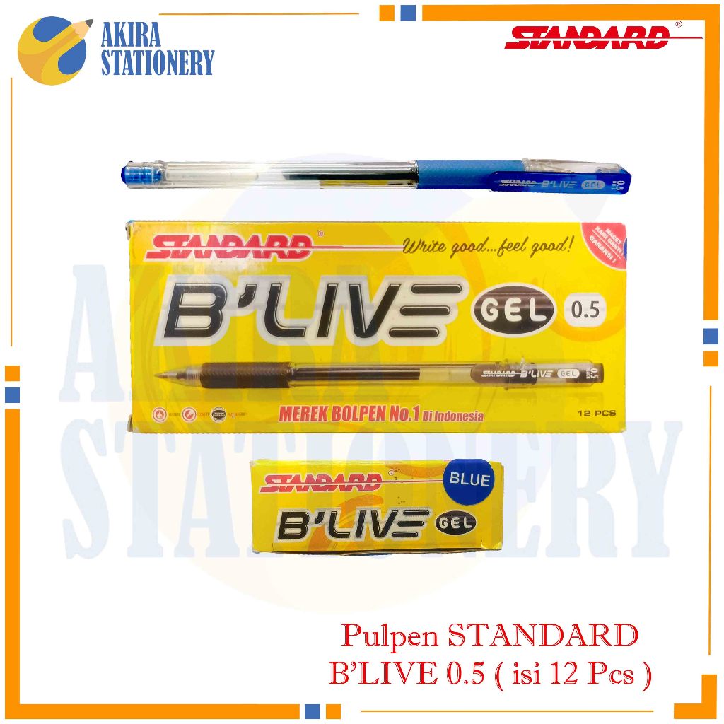 

Pulpen STANDARD B Live Warna Hitam - Biru 0.5 mm / Pen Cabut B'Live Black -Blue 05mm / BallPoint / Ballpen PAK ( 12 PCS )