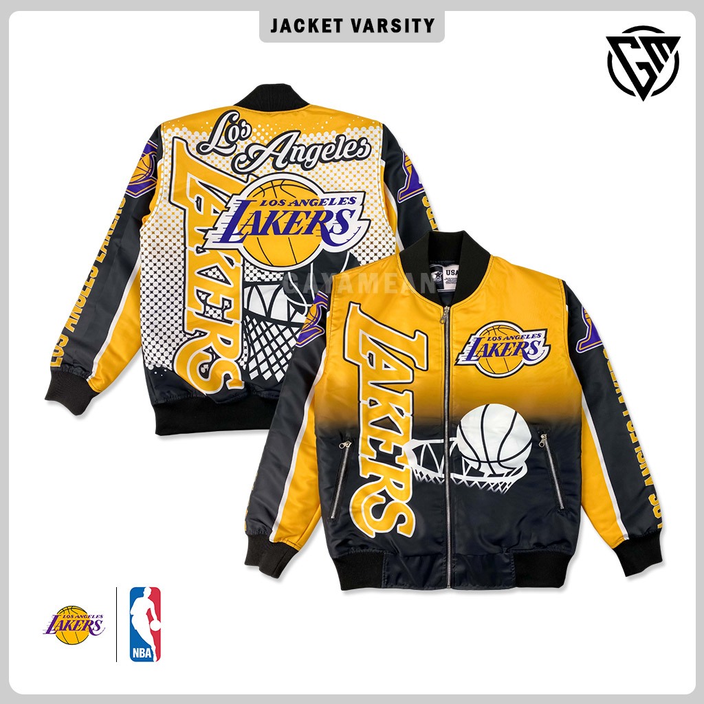 GAYAMEAN - Jaket varsity Baseball Full Printed Lakers Yellow Premium Distro