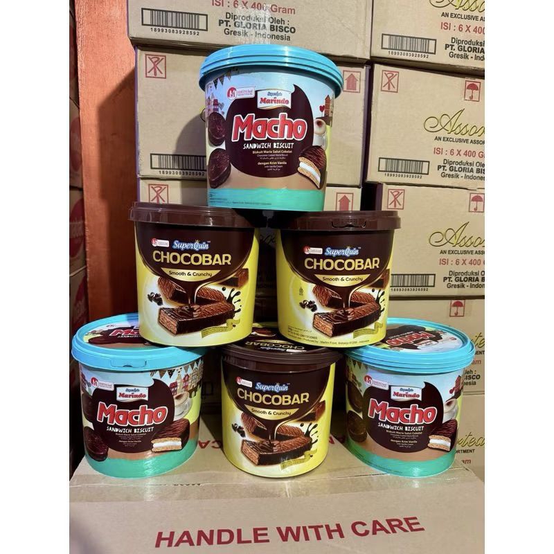 

Marindo Superquin Biskuit Coklat ChocoBar & Macho 300gr [ 1 Karton 6 Timba ]