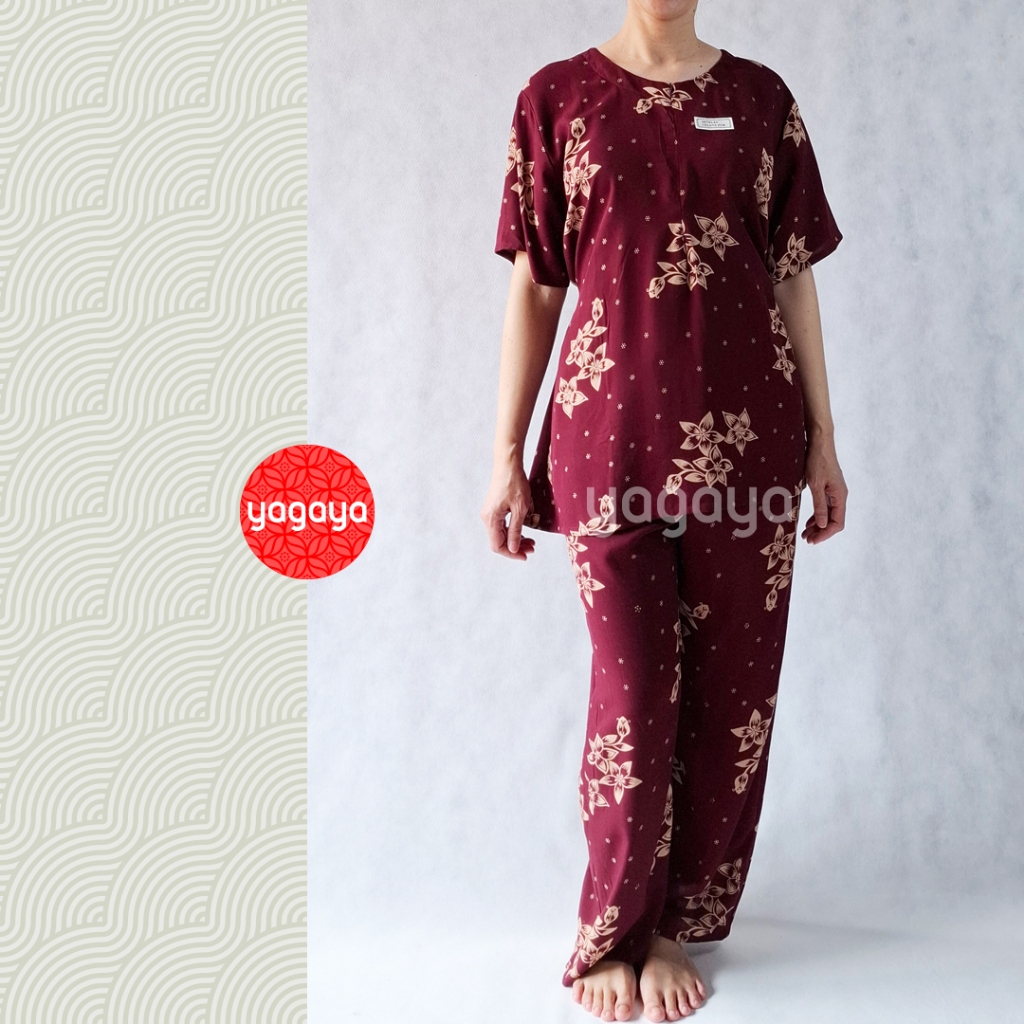 Setelan Celana Panjang Kencana Ungu CP Cabut KUH - Baju Tidur Batik Wanita #1
