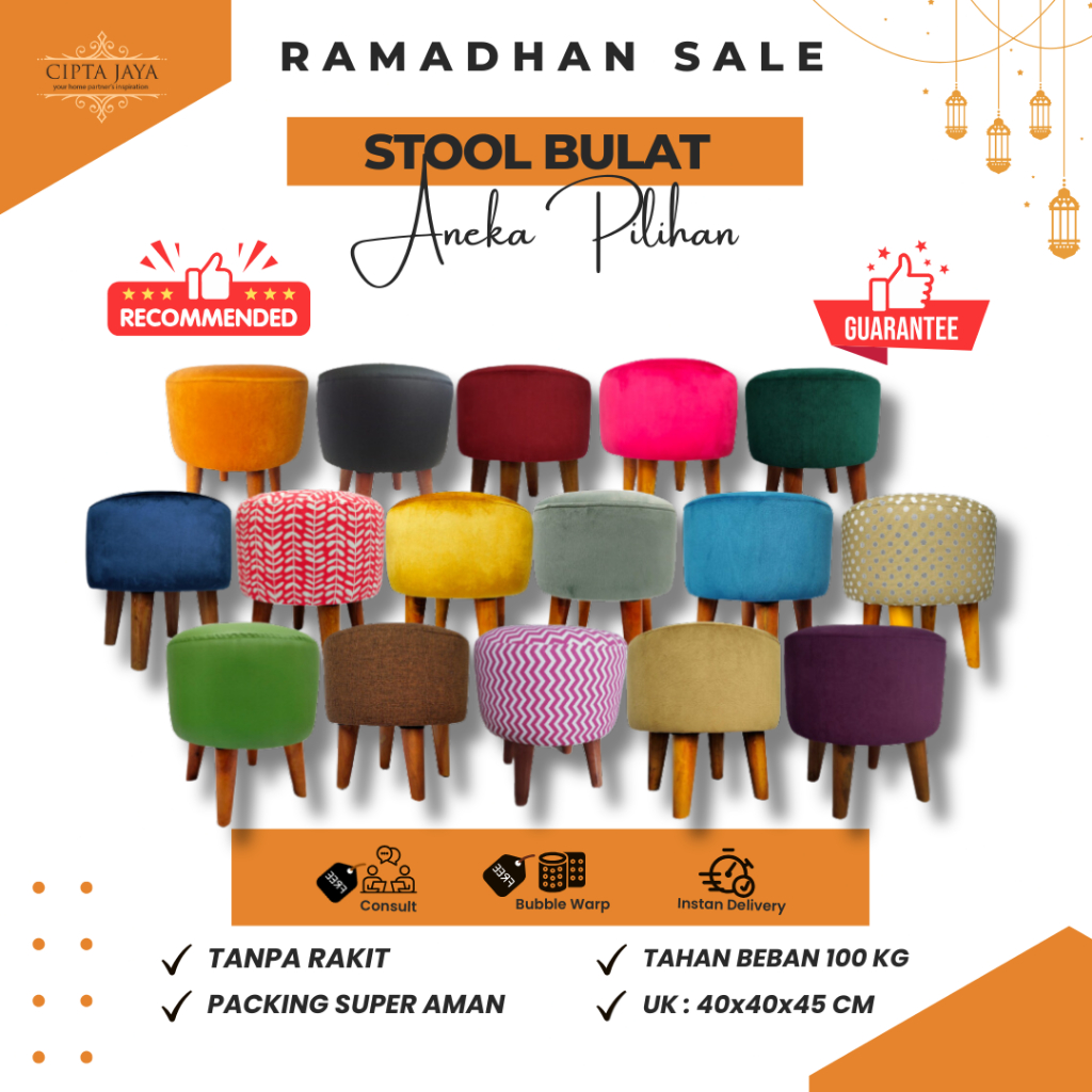Cipta Jaya - Kursi Stool Bulat Puff Sofa Minimalis Modern Aesthetic Estetik Kamar Ruang Tamu Teras K