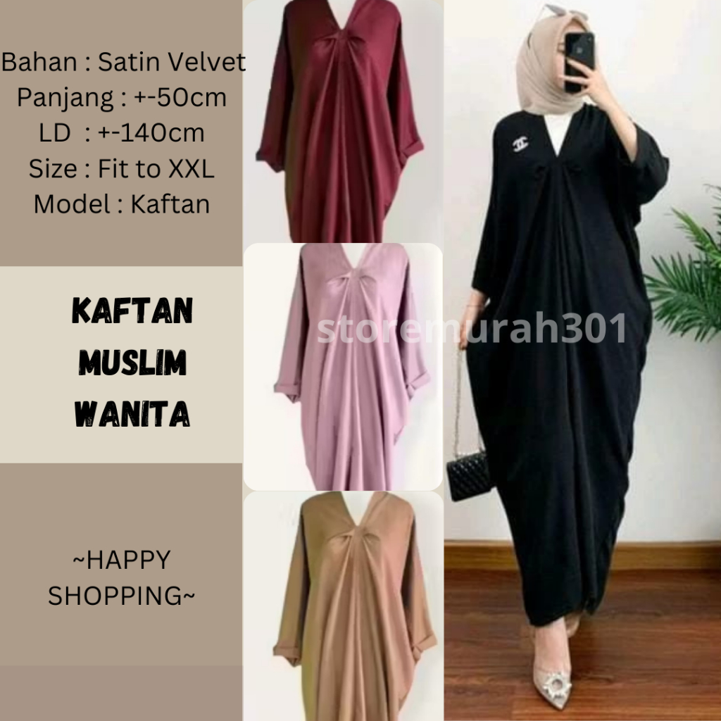 Kaftan Hijab Lengan Panjang Satin Premium / Kaftan Lebaran / Kaftan Renda / Kaftan Polos/ Dress Kaft